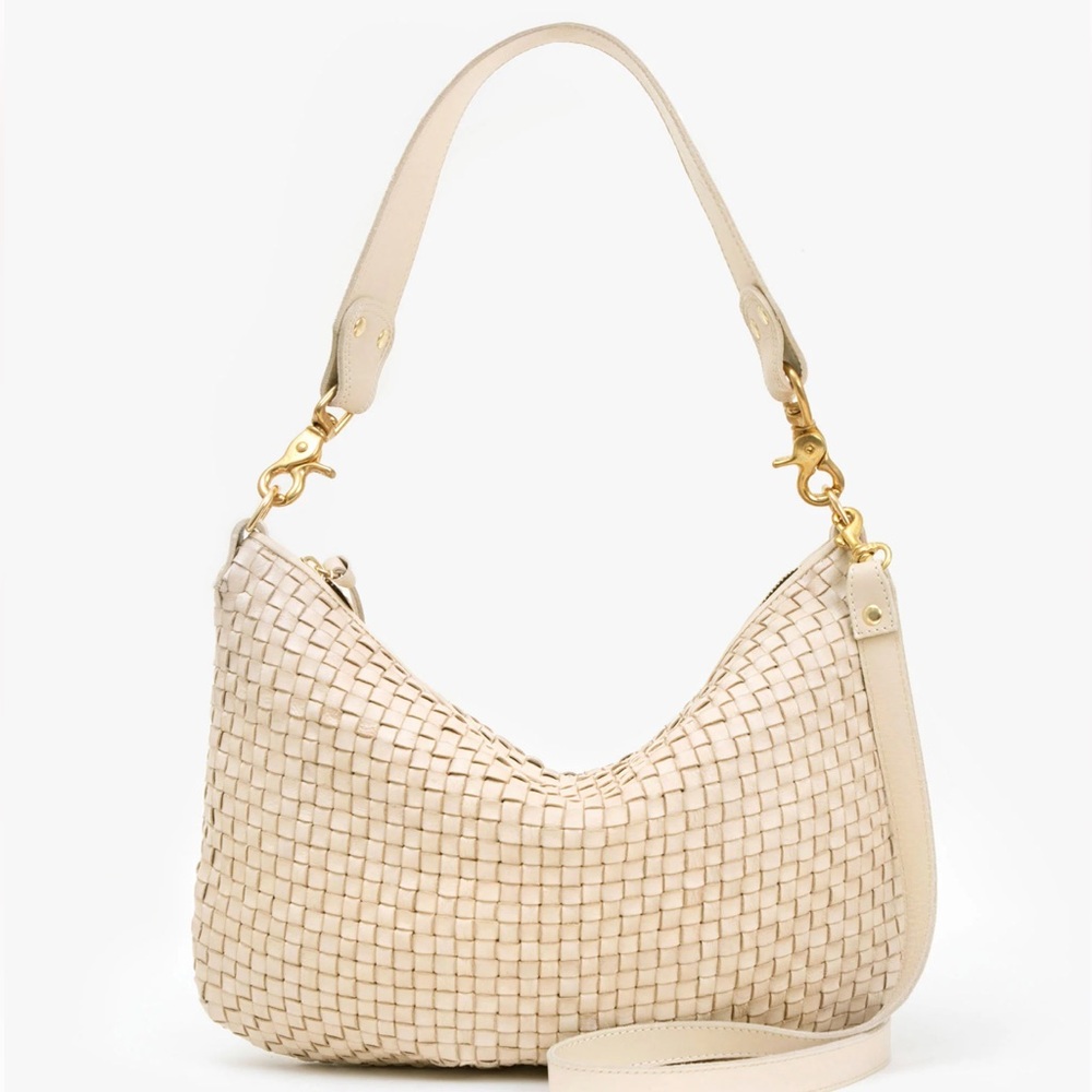 Clare V Cream Woven Leather Bag